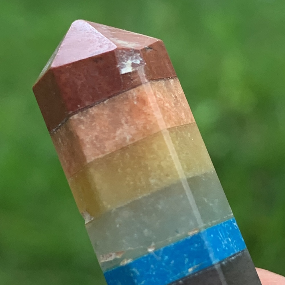 Seven Chakra Silver Capped Terminated Pendant - Picture 12 of 16